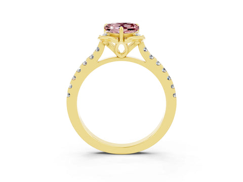 Yellow gold Heart Cut Morganite Ring with Pavé Band and Floral Prong Setting_3