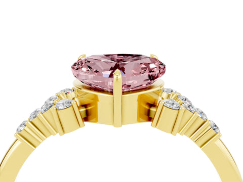Yellow gold Heart Cut Morganite Ring with Side Stones and Four-Prong Setting_40