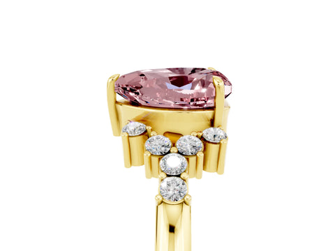 Yellow gold Heart Cut Morganite Ring with Side Stones and Four-Prong Setting_41