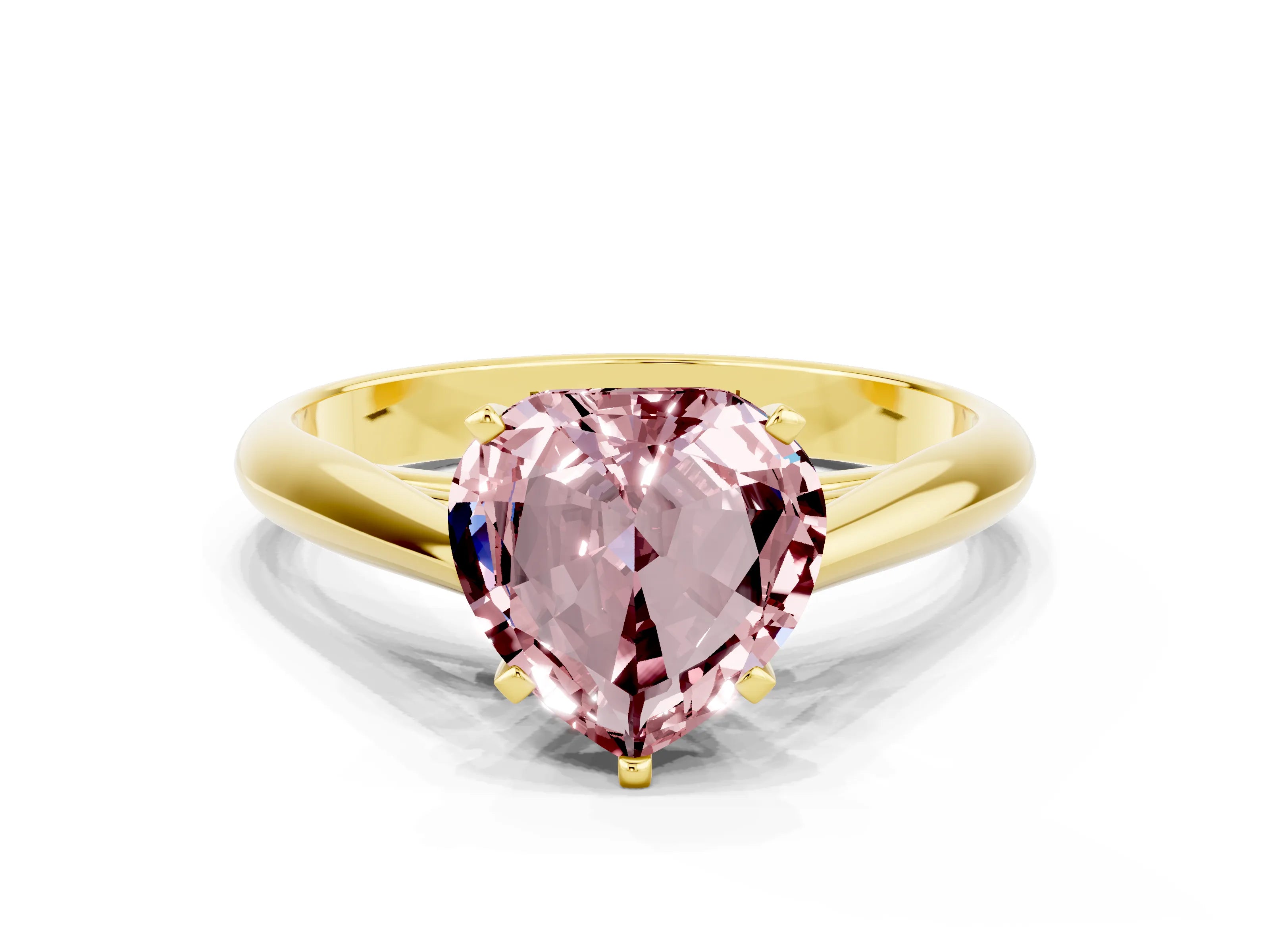 Yellow gold Heart Cut Morganite Solitaire Engagement Ring with Cathedral Setting and Four-Prong Mount_12