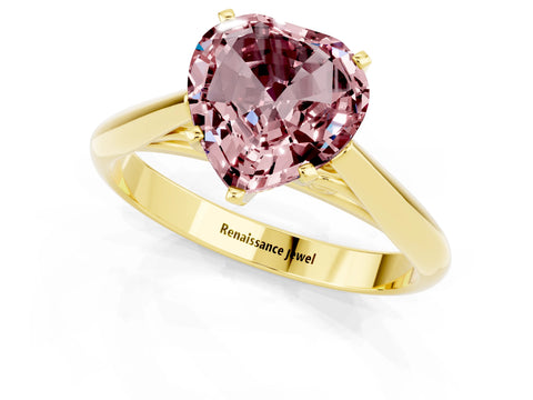 Yellow gold Heart Cut Morganite Solitaire Engagement Ring with Cathedral Setting and Four-Prong Mount_13