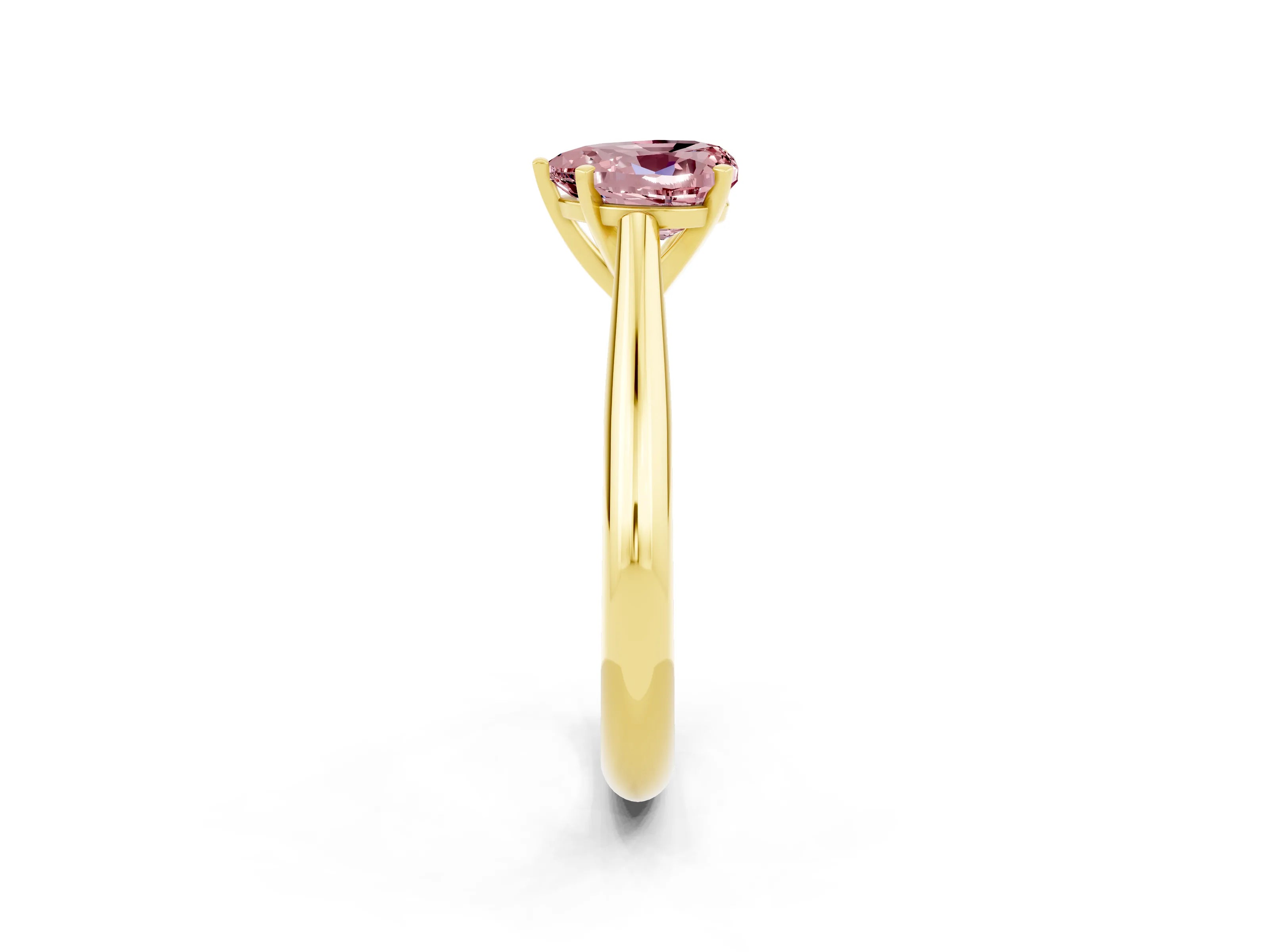 Yellow gold Heart Cut Morganite Solitaire Engagement Ring with Cathedral Setting and Four-Prong Mount_14
