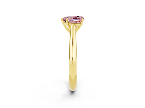 Yellow gold Heart Cut Morganite Solitaire Engagement Ring with Cathedral Setting and Four-Prong Mount_14