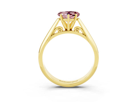 Yellow gold Heart Cut Morganite Solitaire Engagement Ring with Cathedral Setting and Four-Prong Mount_15