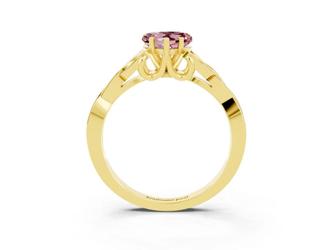 Yellow gold Heart Cut Morganite Solitaire Engagement Ring with Celtic Knot Band and Four-Prong Setting_3