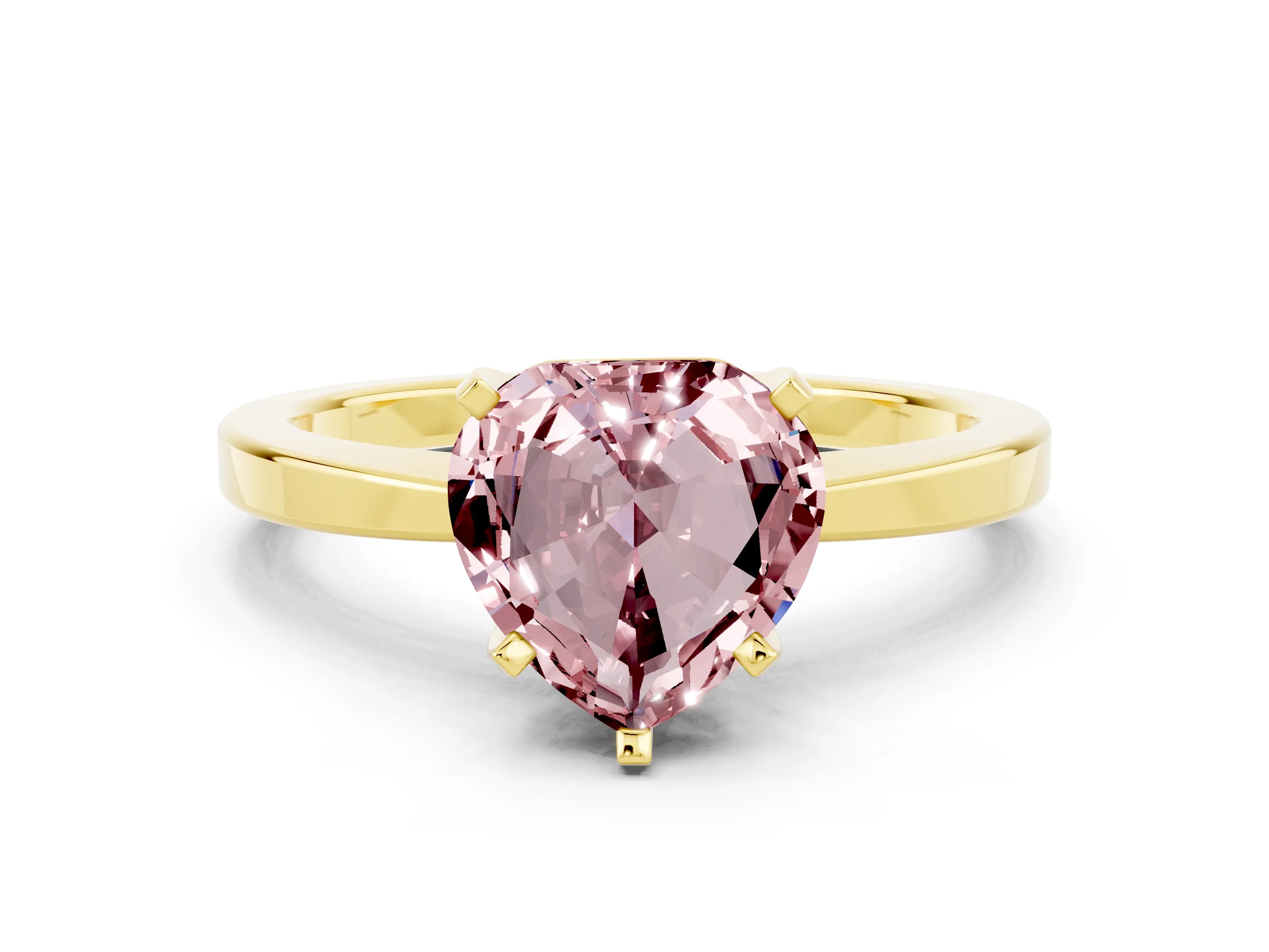 Yellow gold Heart Cut Morganite Solitaire Engagement Ring with Classic Band and Four-Prong Setting_24