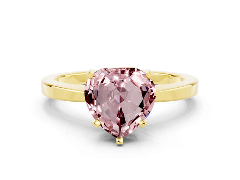 Yellow gold Heart Cut Morganite Solitaire Engagement Ring with Classic Band and Four-Prong Setting_24