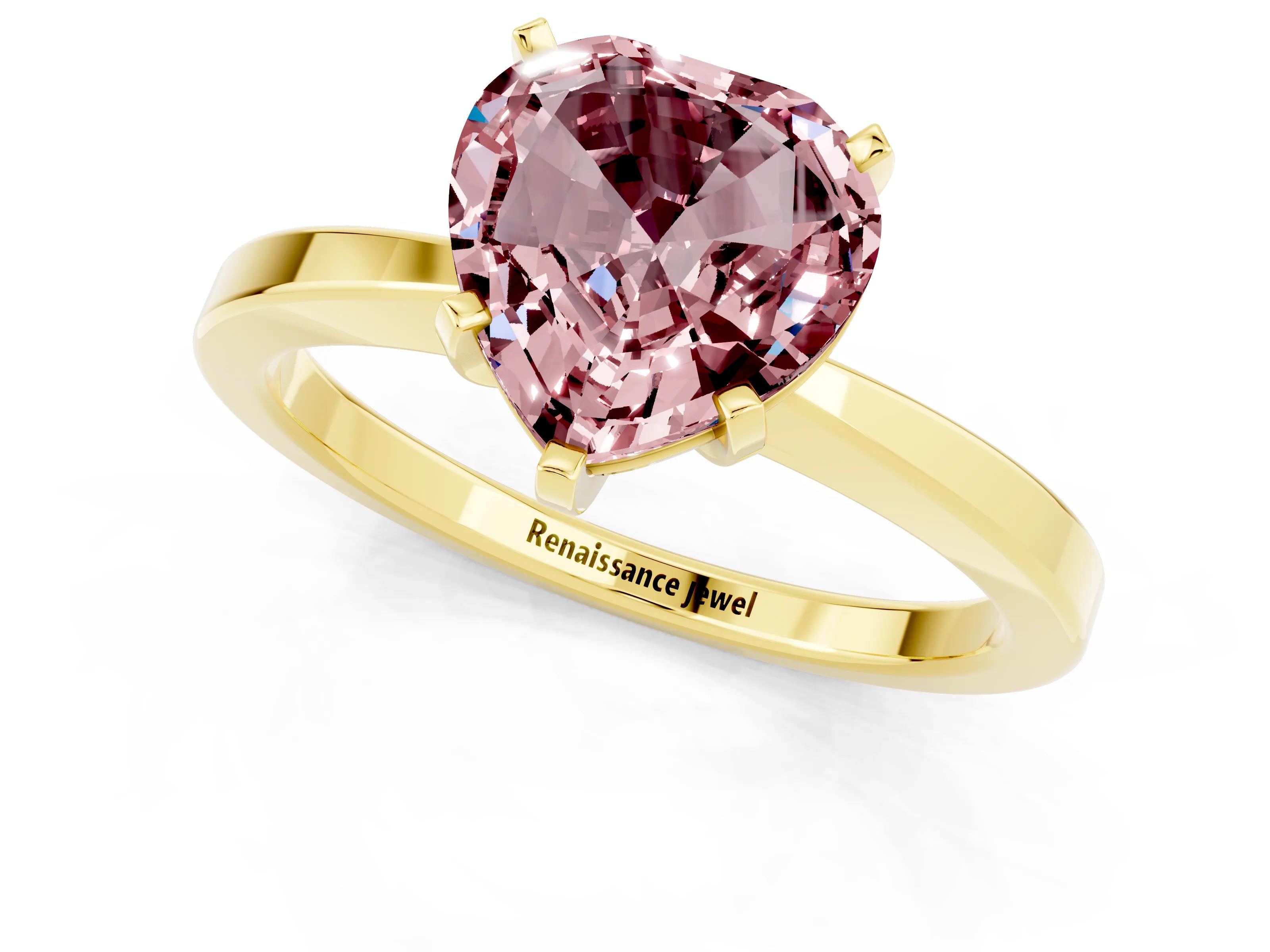 Yellow gold Heart Cut Morganite Solitaire Engagement Ring with Classic Band and Four-Prong Setting_25