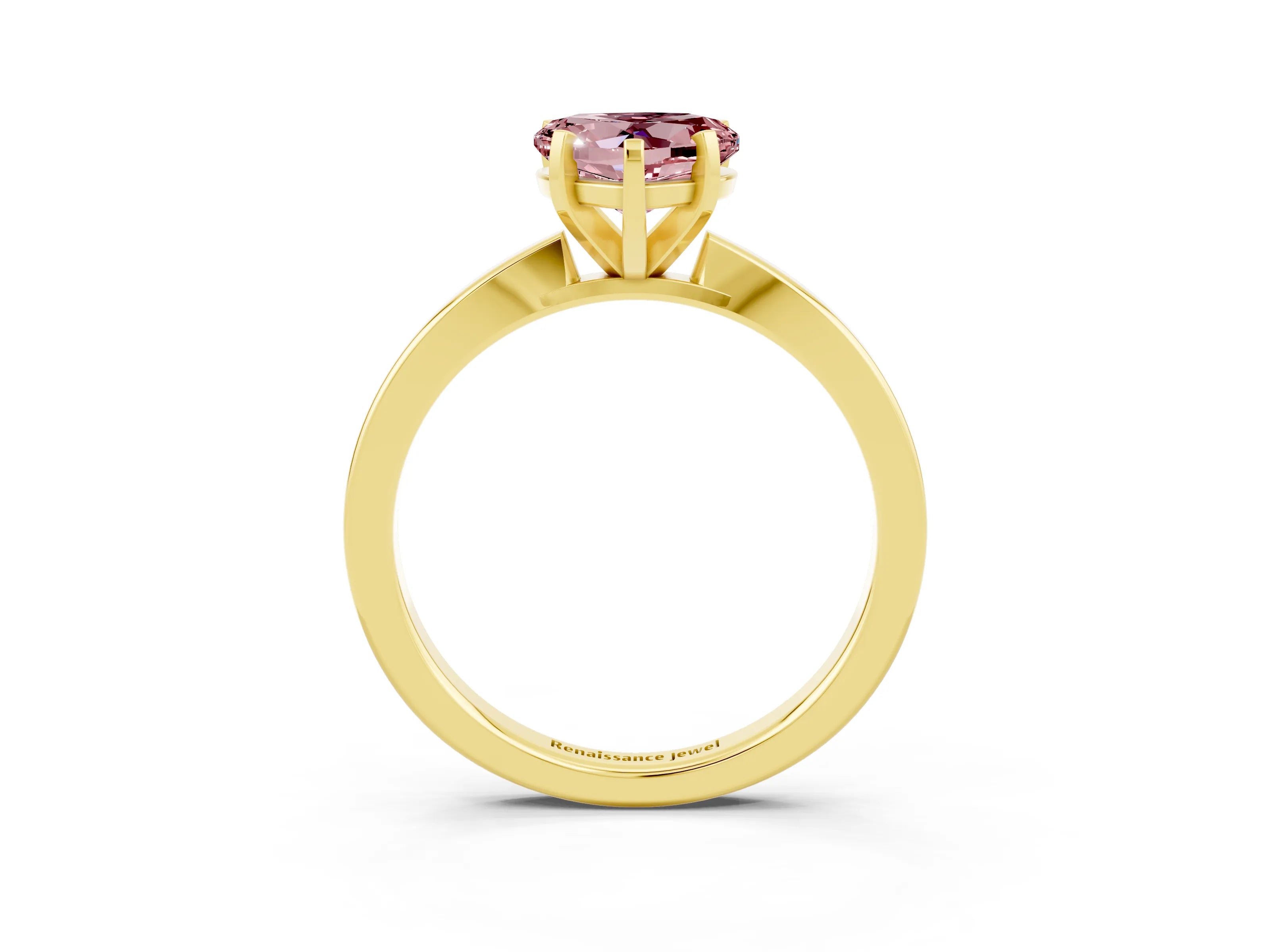 Yellow gold Heart Cut Morganite Solitaire Engagement Ring with Classic Band and Four-Prong Setting_27