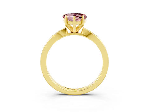 Yellow gold Heart Cut Morganite Solitaire Engagement Ring with Classic Band and Four-Prong Setting_27