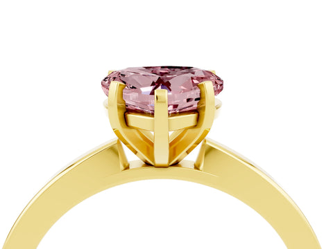 Yellow gold Heart Cut Morganite Solitaire Engagement Ring with Classic Band and Four-Prong Setting_28