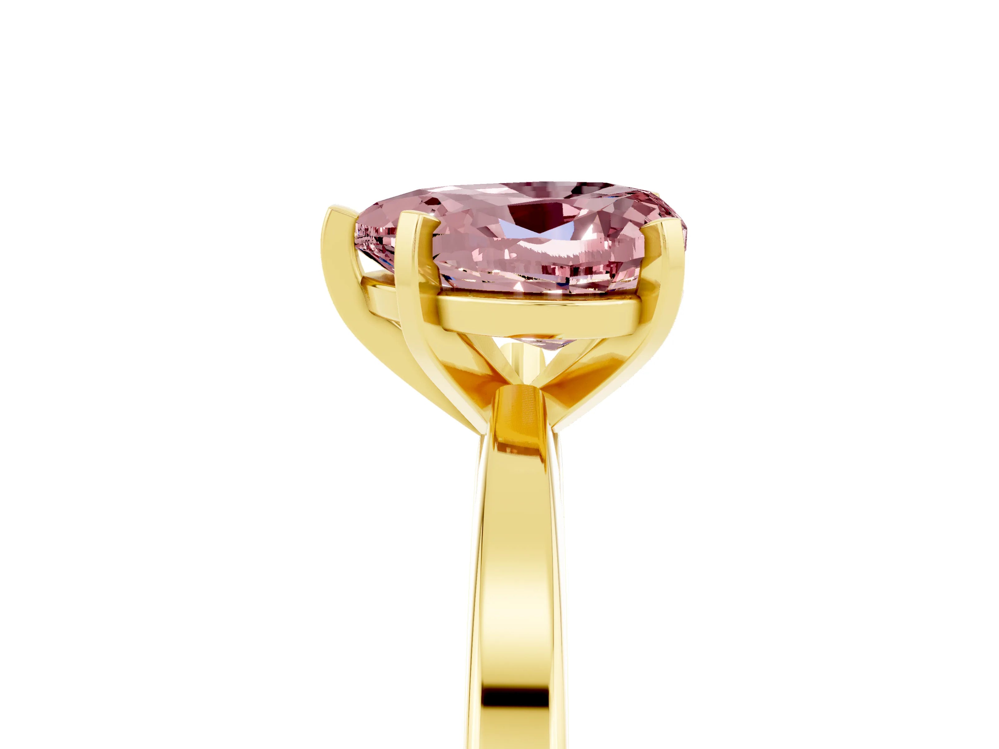 Yellow gold Heart Cut Morganite Solitaire Engagement Ring with Classic Band and Four-Prong Setting_29