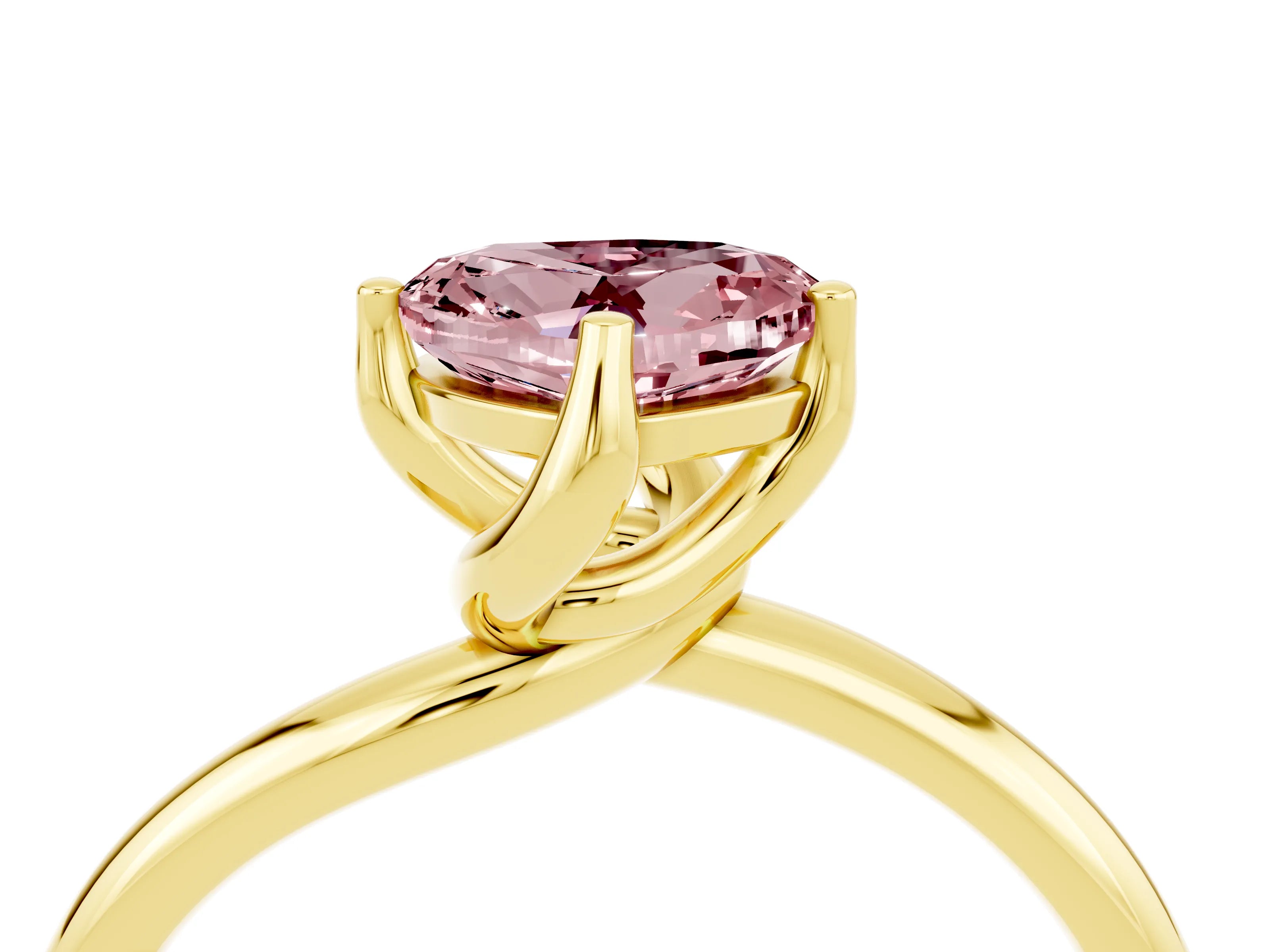 Yellow gold Heart Cut Morganite Solitaire Engagement Ring with Four-Prong Setting and Classic Band_16