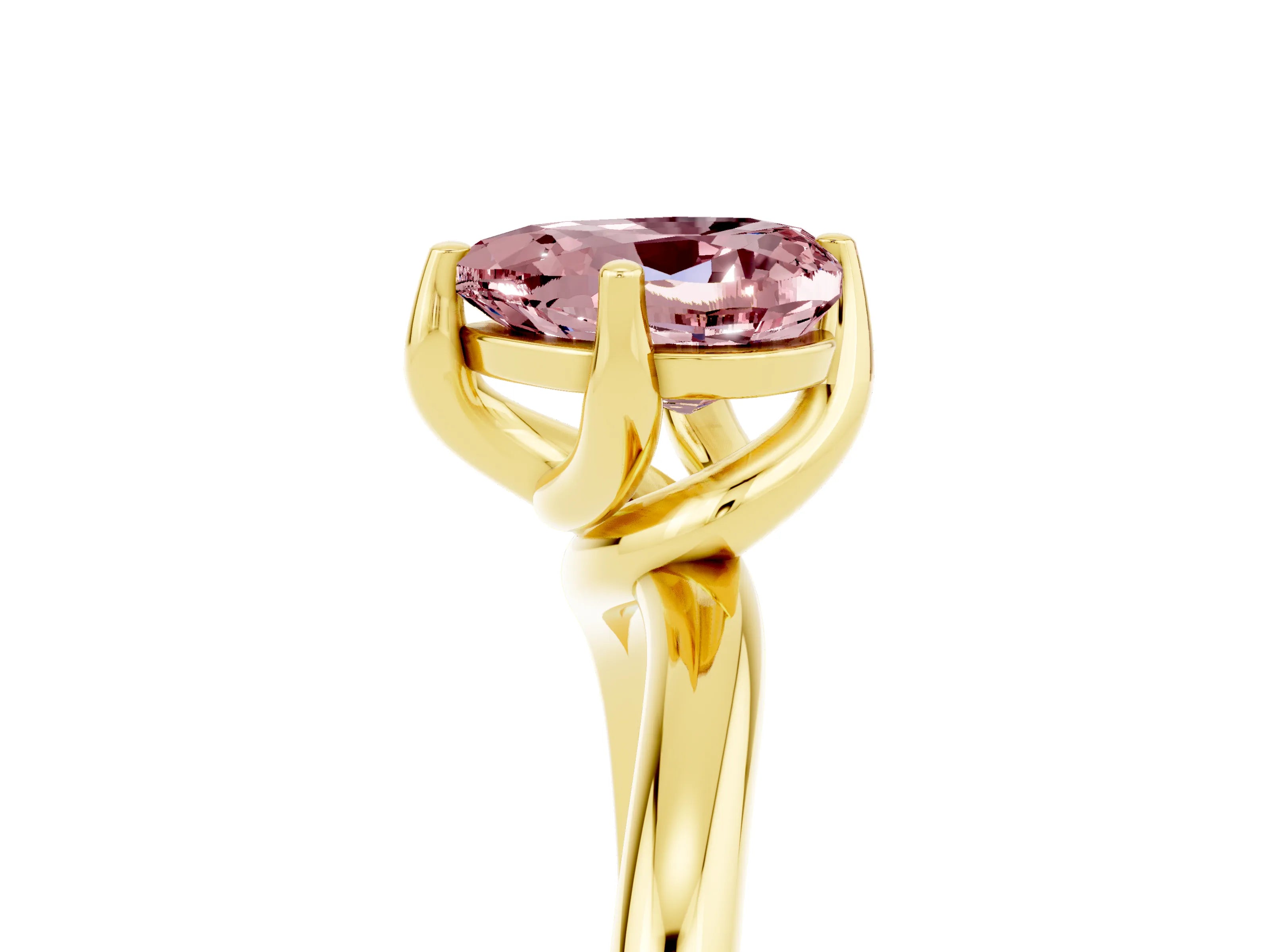 Yellow gold Heart Cut Morganite Solitaire Engagement Ring with Four-Prong Setting and Classic Band_17