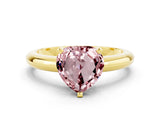 Yellow gold Heart Cut Morganite Solitaire Engagement Ring with Round Band and Four-Prong Setting