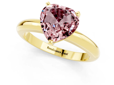 Yellow gold Heart Cut Morganite Solitaire Engagement Ring with Round Band and Four-Prong Setting_1