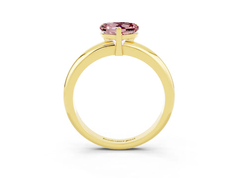 Yellow gold Heart Cut Morganite Solitaire Engagement Ring with Round Band and Four-Prong Setting_3