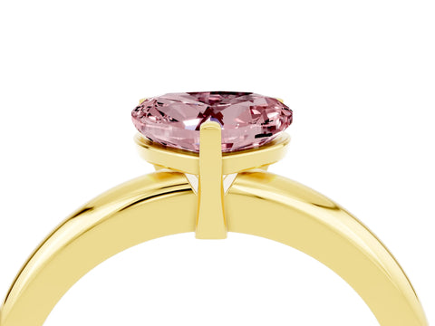 Yellow gold Heart Cut Morganite Solitaire Engagement Ring with Round Band and Four-Prong Setting_4