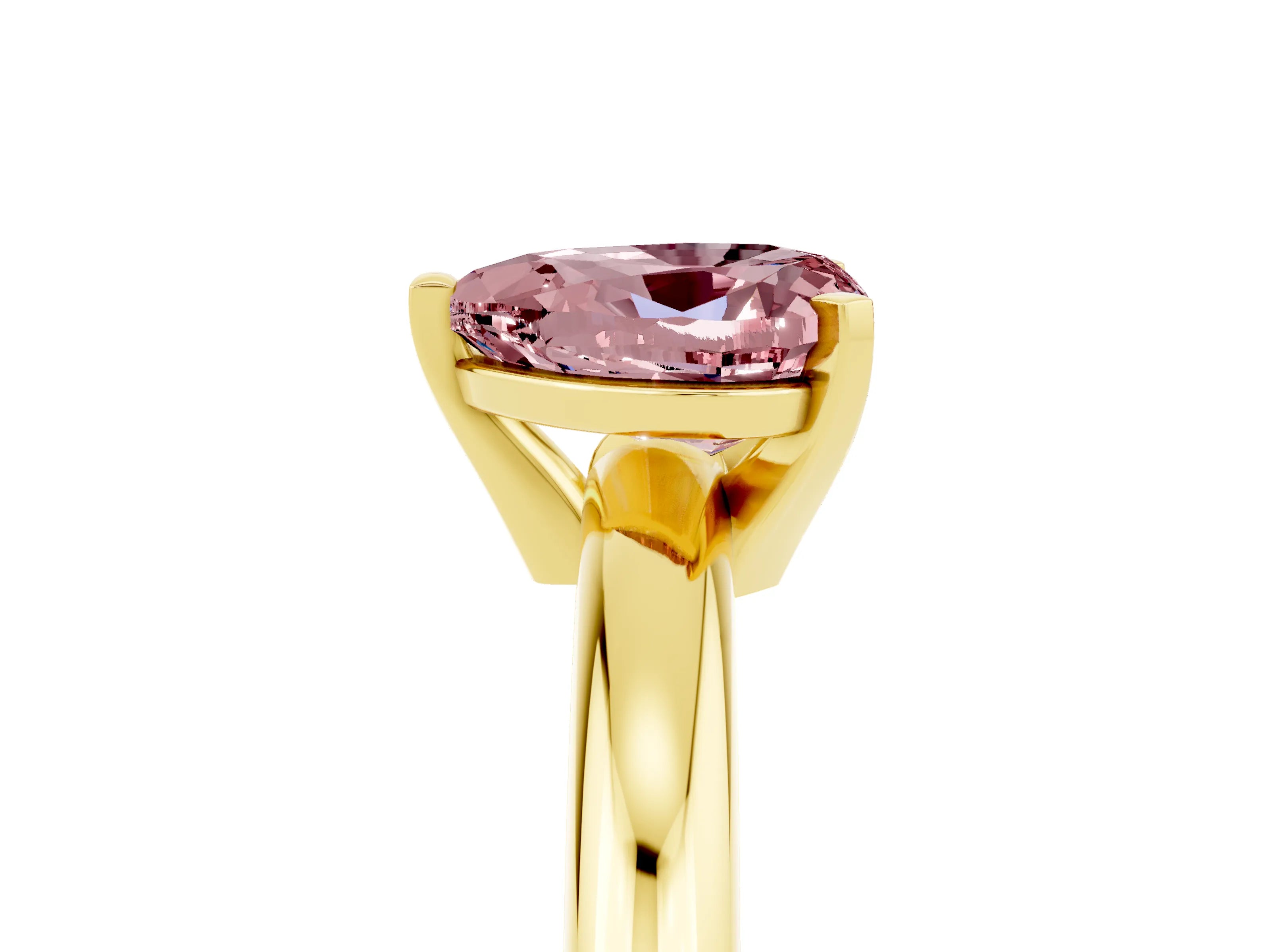 Yellow gold Heart Cut Morganite Solitaire Engagement Ring with Round Band and Four-Prong Setting_5