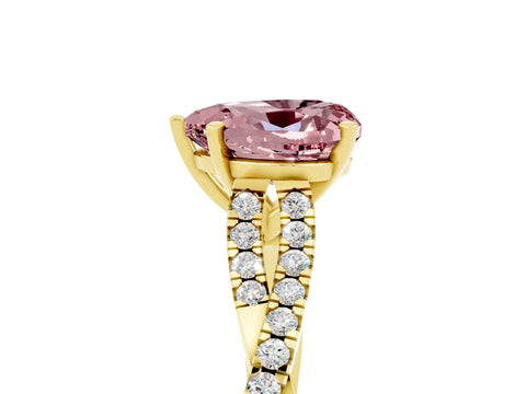 Yellow gold Heart Cut Morganite Solitaire Engagement Ring with Twisted Pavé Band and Four-Prong Setting_17