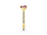 Yellow gold Heart Cut Morganite Solitaire Pavé Band with Four-Prong Setting_2