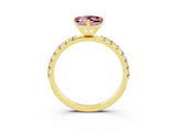 Yellow gold Heart Cut Morganite Solitaire Pavé Band with Four-Prong Setting_3