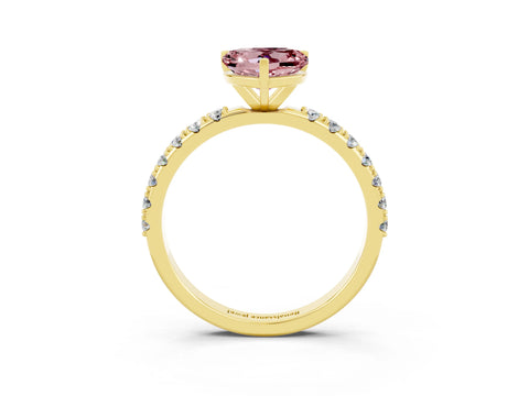 Yellow gold Heart Cut Morganite Solitaire Pavé Band with Four-Prong Setting_3