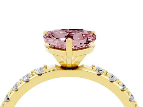 Yellow gold Heart Cut Morganite Solitaire Pavé Band with Four-Prong Setting_4