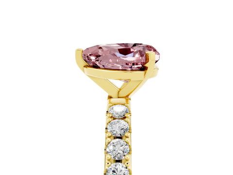 Yellow gold Heart Cut Morganite Solitaire Pavé Band with Four-Prong Setting_5