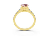 Yellow gold Heart Cut Morganite Solitaire Ring with Cathedral Setting and Pavé Band_3