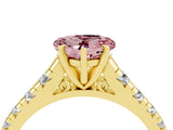 Yellow gold Heart Cut Morganite Solitaire Ring with Cathedral Setting and Pavé Band_4