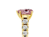 Yellow gold Heart Cut Morganite Solitaire Ring with Cathedral Setting and Pavé Band_5