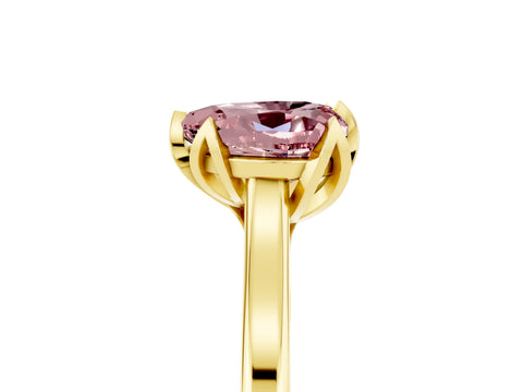 Yellow gold Heart Cut Morganite Solitaire Ring with Flower Prong Setting and Classic Band_17