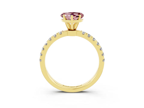 Yellow gold Heart Cut Morganite Solitaire Ring with Pavé Accents and Four-Prong Setting_3