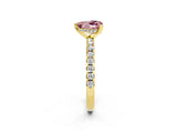 Yellow gold Heart Cut Morganite Solitaire Ring with Pavé Band and Four-Prong Setting_26