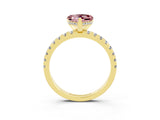 Yellow gold Heart Cut Morganite Solitaire Ring with Pavé Band and Four-Prong Setting_27
