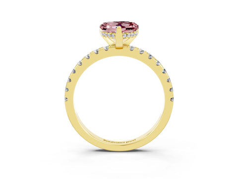 Yellow gold Heart Cut Morganite Solitaire Ring with Pavé Band and Four-Prong Setting_27