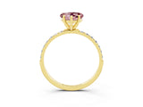 Yellow gold Heart Cut Morganite Solitaire Ring with Pave Band and Four Prong Setting_27