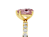 Yellow gold Heart Cut Morganite Solitaire Ring with Pave Band and Four Prong Setting_29