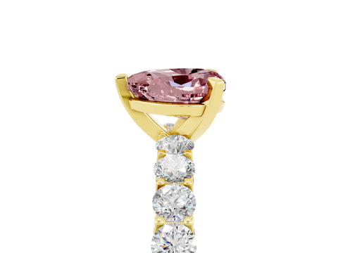 Yellow gold Heart Cut Morganite Solitaire Ring with Shared Prong Pavé Band and Four-Prong Setting_17