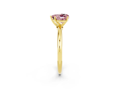 Yellow gold Heart Cut Morganite Solitaire Ring with Six-Prong Setting and Classic Band_2