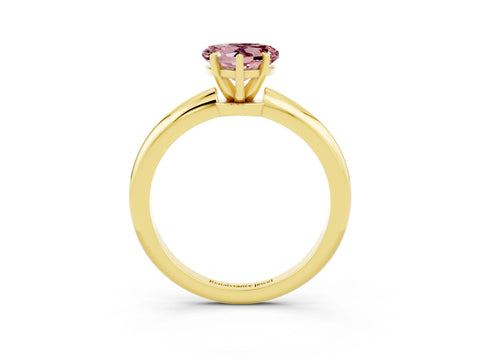 Yellow gold Heart Cut Morganite Solitaire Ring with Six-Prong Setting and Classic Band_3