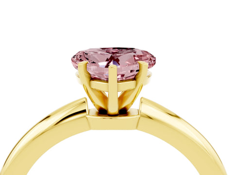 Yellow gold Heart Cut Morganite Solitaire Ring with Six-Prong Setting and Classic Band_4