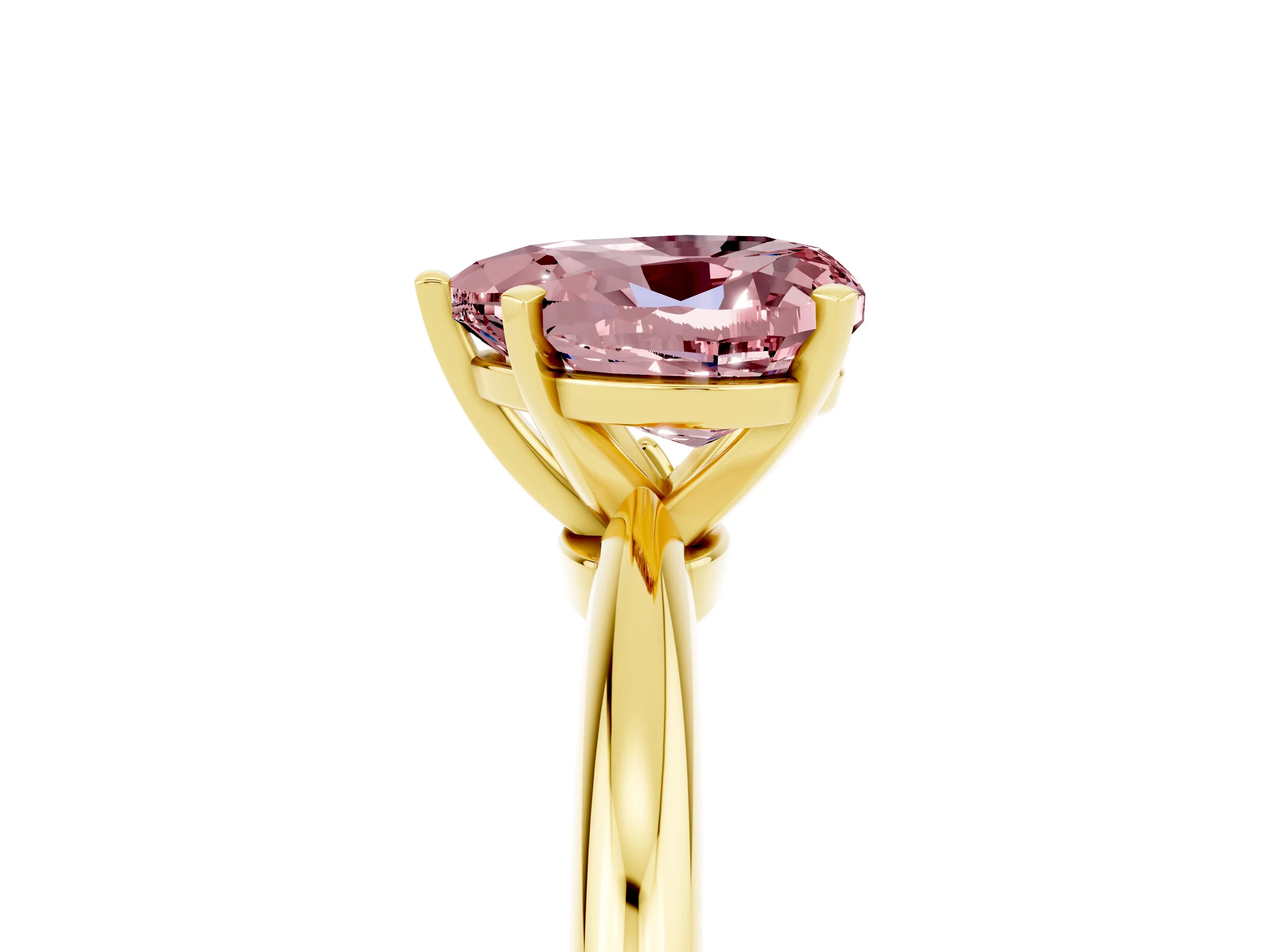 Yellow gold Heart Cut Morganite Solitaire Ring with Six-Prong Setting and Classic Band_5