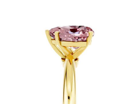Yellow gold Heart Cut Morganite Solitaire Ring with Six-Prong Setting and Classic Band_5