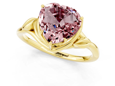 Yellow gold Heart Cut Morganite Solitaire Ring with Twist Band and Four-Prong Setting_25