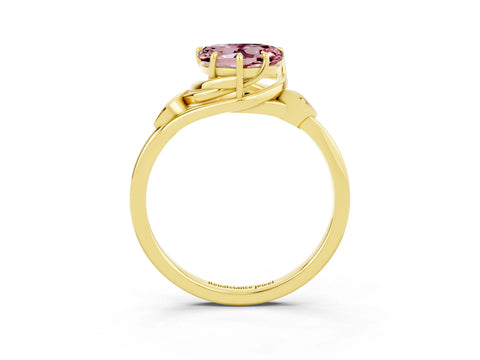 Yellow gold Heart Cut Morganite Solitaire Ring with Twist Band and Four-Prong Setting_27