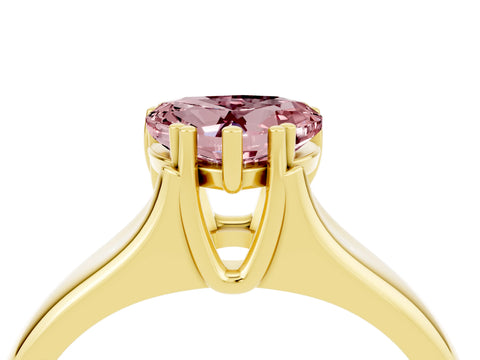 Yellow gold Heart Cut Morganite Solitaire Ring with Wide Band and Prong Setting_4