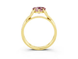 Yellow gold Heart Cut Morganite Solitaire Twist Band Prong Setting Ring_39