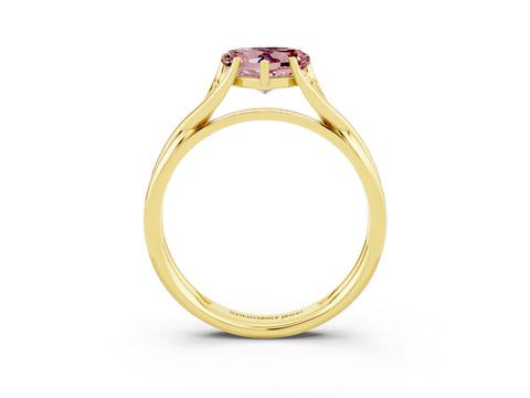Yellow gold Heart Cut Morganite Solitaire Twist Band Prong Setting Ring_39